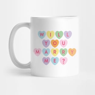 Candy Conversation Hearts Valentines Day Wedding Proposal Idea Mug